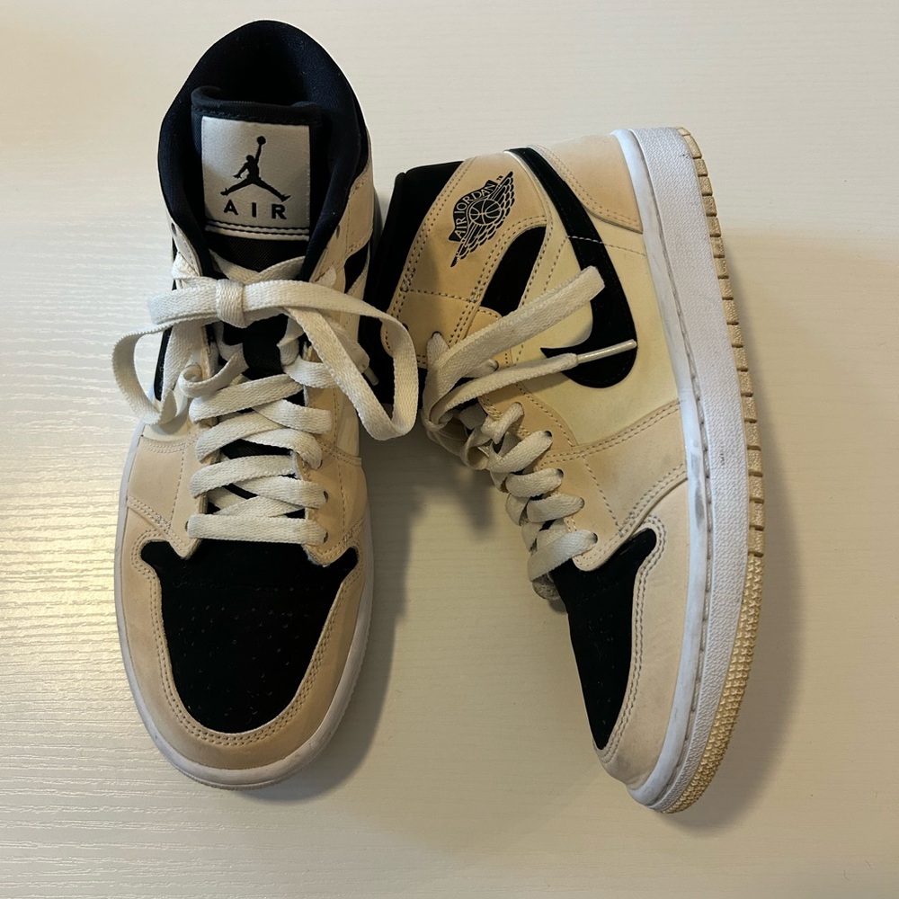 Air Jordan Black and Cream Sneakers, size 8